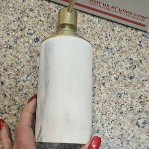 White and Gold Marble Look  Soap Dispenser